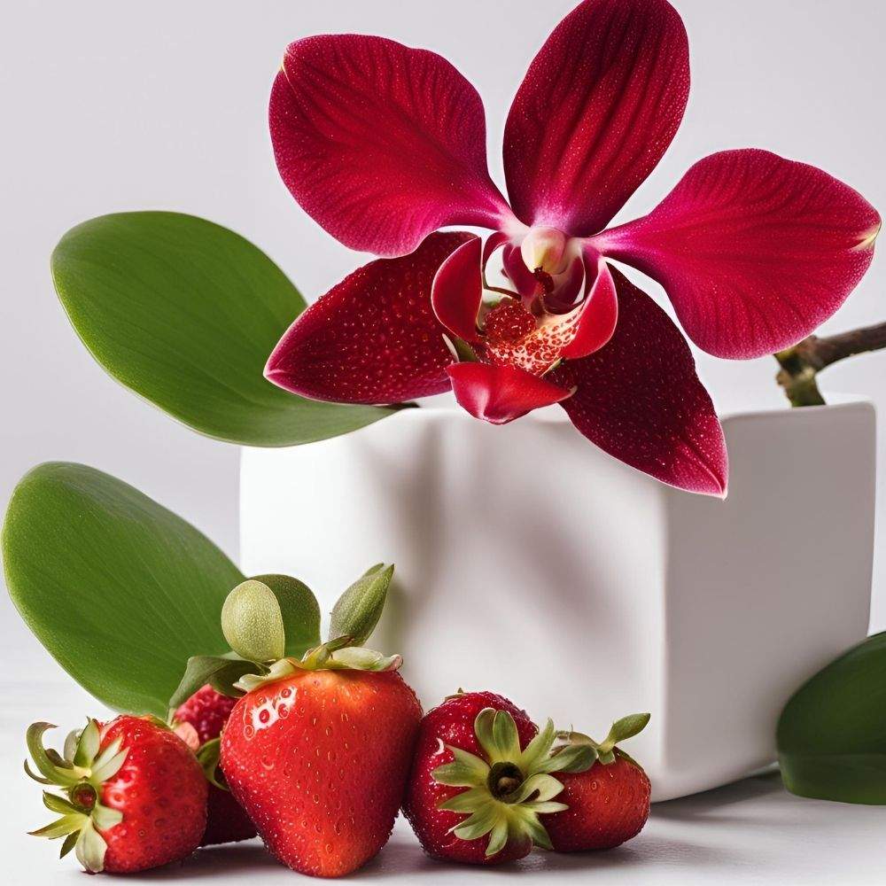 Orquideas rojas y frutilla(Alta performance)